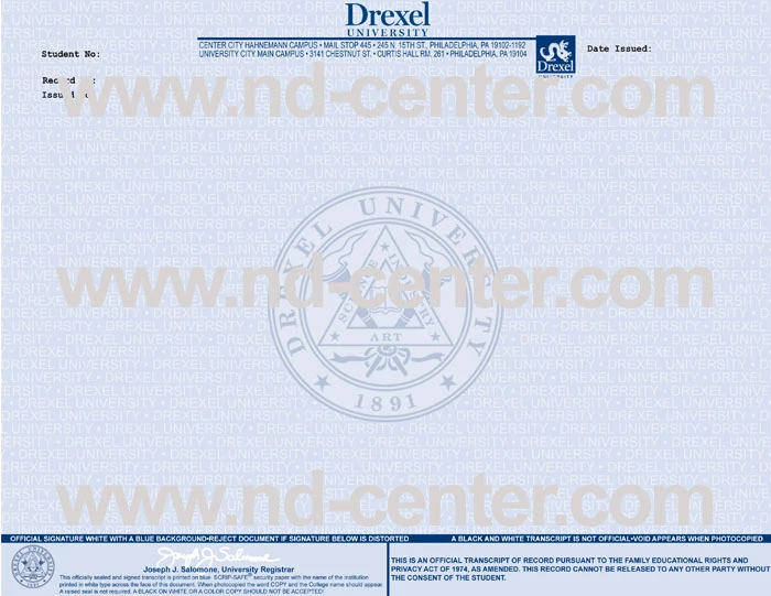 Drexel University Transcript